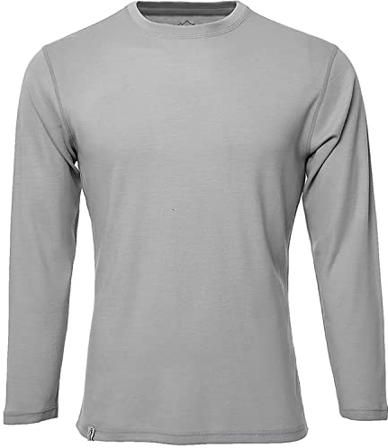 Merinoskjorta – termoundertröja långärmad I termotopp av 100 % merinoull I T-shirt långärmad för vandring, sport I för män, män I svart, Grå – lång, XL