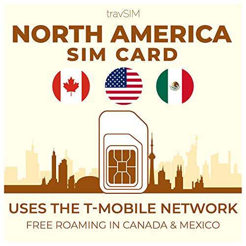 Carte SIM USA, Canada, Mexique | Réseau T-Mobile | 50Go de données pour Les USA, 5Go pour Le Canada et Le Mexique | Appels et textos nationaux illimités | Valable 21 Jours