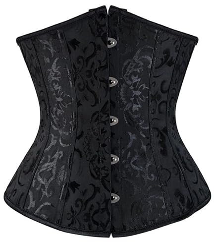 Jovono Damen Taille Korsett Spitze Gothic für Frauen Schwarz Korsetts Satin Bustiers Sexy Unterbrustkorsett mit Spitze Taille Training Korsett Bodyshaper Top(M)