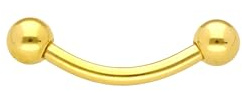 OTHER Piercing Augenbrauen Banane Titan Curved Barbell Piercing Lippenpiercing Augenbrauenpiercing Damen Herren Labret Septum Ring Helix Rook Ohr Schmuck Piercings Gold 1,2x10x3 mm