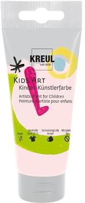 KREUL 43304 - Kids Art Kinder-Künstlerfarbe, Pastellrosa 75 ml Tube, Schulmalfarbe auf Wasserbasis, matte deckende Bastelfarbe für Leinwand, Papier und Karton, vegan