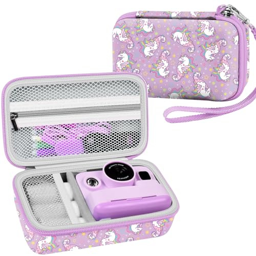 Leayjeen Étui pour Appareil Photo instantané Compatible avec CAMCLID/TIATUA/Aomdom/TOYOGO, avec Une Poignée de Transport et Une Bandoulière (étui Uniquement) Hippocampe Violet