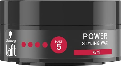 Schwarzkopf TAFT Styling Wax Power Cire coiffante végétalienne pour une tenue jusqu'à 48 heures de force, douce pour les cheveux et le cuir chevelu, 75 ml