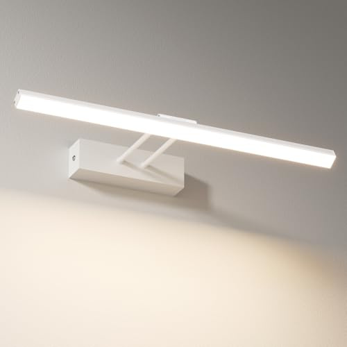 EMKE LED Spiegelleuchte Spiegellampe Bad, 8W Bilderleuchte 200° Einstellbar Badlampe Wandbeleuchtung Wasserdicht IP44 4200K, Weiß