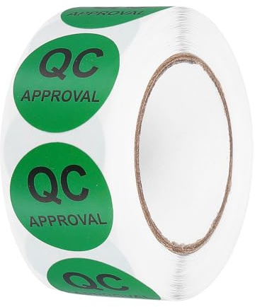 QUARKZMAN 1 Rotolo 500Pz Etichette Approvazione QC, Adesivi di Controllo Qualità dell'Inventario Tondi da 1 Pollice per Gestione Magazzino Ispezione Organizzazione, Verde