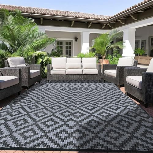 Alfombra exterior Alishomtll, 120 x 180 cm, polipropileno, impermeable, reversible, resistente UV