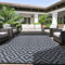 Alishomtll Outdoor Teppich Wetterfest 120x180cm, PP Wasserdichter Kunststoff Terrasse Teppich, Garten Balkon Wendbar UV-beständige Carpet, Außenteppich Camping für BBQ Picknick, Schwarz Grau