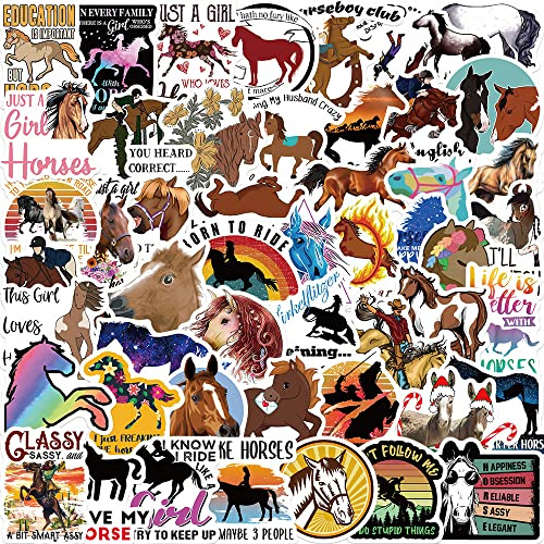 50 pezzi di adesivi per cavalli, set di adesivi equestri divertenti per libri, computer, skateboard, adesivi animali in vinile impermeabili per ragazzi, ragazze e adulti