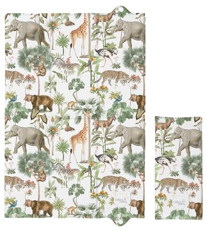 Vikbar och bärbar skötmatta 40 x 60 cm – färgglad safari | vattentät | resevänlig