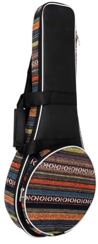 Mikinona Mandolinentasche Bequemer Rucksack im Nationalstil aus Oxford Stoff mit Dickem Gurt für Mandoline zum Reisen und Transportieren