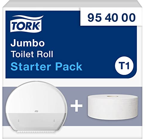 Tork Jumbo Starter Pack toalettrulle - 954000 - T1 | innehåller påfyllning av toalettpapper (360 m)