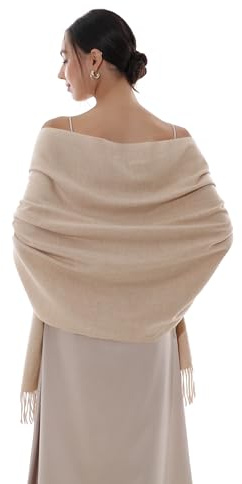 RIIQIICHY Women Scarf Beige Pashmina Shawls and Wraps for Wedding Ladies Winter Scarves
