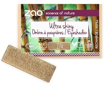 ZAO essence of nature - Recharge Ombre à paupières rectangle Ultra Shiny 274 Brun bronze - 1,3 gr
