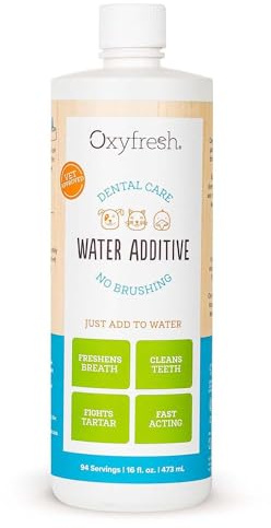 Oxyfresh Premium Pet Dental Care Solution Pet Water Additive: Best Way to Eliminate Bad Dog Breath and Cat Bad Breath - Fights Tartar & Plaque - So Easy, Just Add to Water! Vet Recommended 16 oz.