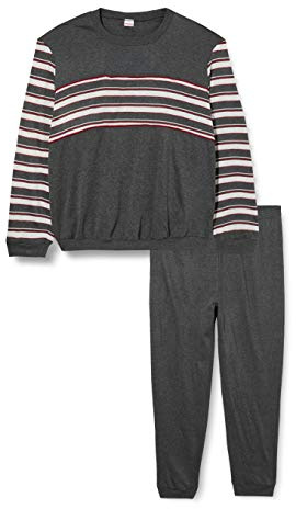 Damart Homme Pyjama Thermolactyl Molleton Ensemble De, Gris Rayé, XL EU