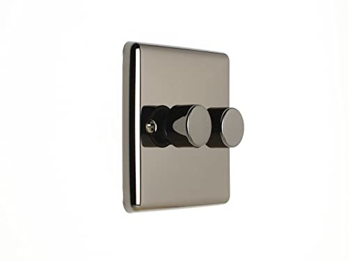 2 Gang 400W/LED 2Way Dimmer Switch Black Nickel Enhance Range