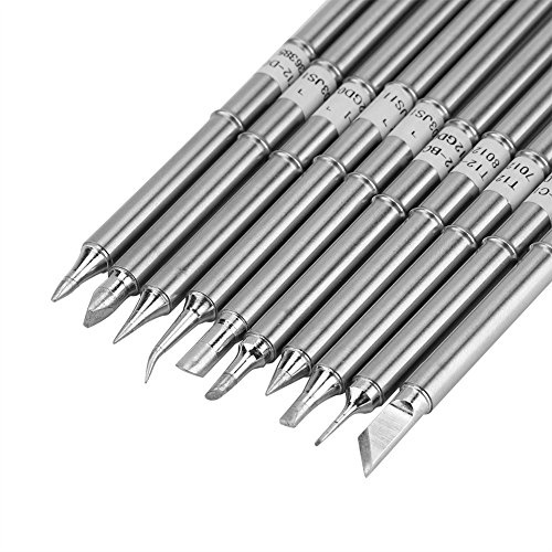 T12-serien Lödkolvspetsar Svetsverktygsbyte för FX-951 Rework Station, Lödstationsspets(10 pieces) Lödkolvspets/värmekärna/lödkolsspets