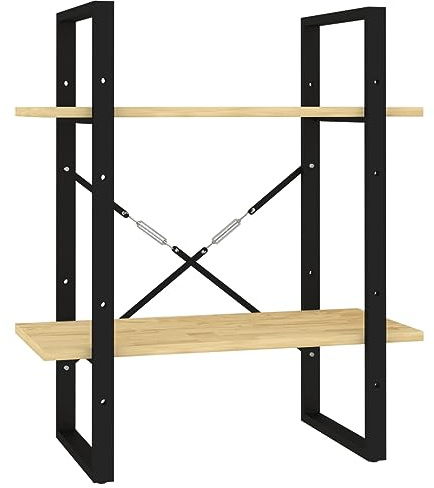 vidaXL Bois de Pin Massif Bibliothèque à 2 Niveaux Etagère à Livres Meuble de Rangement Armoire à Livres Etagère sur Pied Intérieur 60x30x70 cm