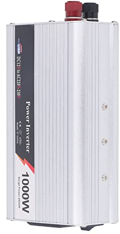 Inverter per Auto 1000W Onda Sinusoidale Pura con USB 5V Potenza Continua per Notebook Smartphone in Viaggio e Campeggio