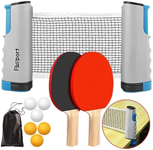 Raqueta de ping pong/raqueta, redes extensibles, 6 pelotas de ping pong, 1 bolsa de malla, juegos de tenis de mesa portátiles para principiantes, familias y profesionales