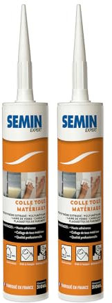 Colle Tout Matériaux Semin, Prêt à l'Emploi, Intérieur/Extérieur, Cartouche de 310 ml (lot de 2)