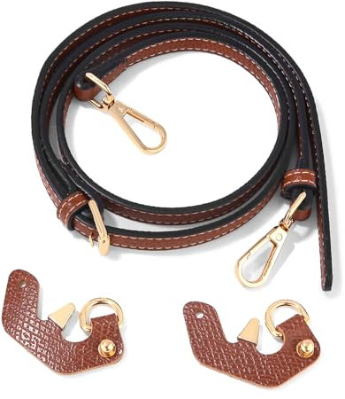 Schultergurt für Longchamp Tasche Damen, Verstellbarer Schulterriemen für Taschen, Mini Bag Straps mit 2 Stück Schultergurtadapter, Leder Schulterriemen Umhängegurt, Breite des Schultergurtes 1,1 cm