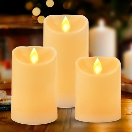 Jognee Juego de 3 velas LED, 10/12,5/15 cm, impermeables, sin llama, velas decorativas, velas LED, llamas parpadeantes, velas eléctricas, velas LED al aire libre, velas grandes, velas de Adviento,