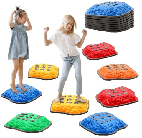 Stepping Stones for Kids,8 PCS Durable Non-Slip Sensory Balance Stones,Promoting Children's Coordination and Motor Skills,Obstacle Course,Gifts for 3+,Indoor & Outdoor Play Set