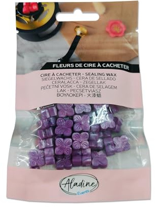 Aladine - 60 Perles de Cire à Cacheter - Violet Prune Nacré - Pour Créer Sceau de Cire - Fleurs de Cire - Faire Part Mariage, Naissance, Lettres, Courriers, Menus & Cadeaux - 72632