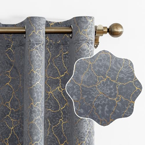 Ystyle Tende Per Interni In Velluto 2 Pezzi, 140x260cm, Tende Oscuranti Termiche Isolanti, Anti-Rumore, con Anelli, Tenda Moderna per Camera da Letto e Soggiorno, Grigio