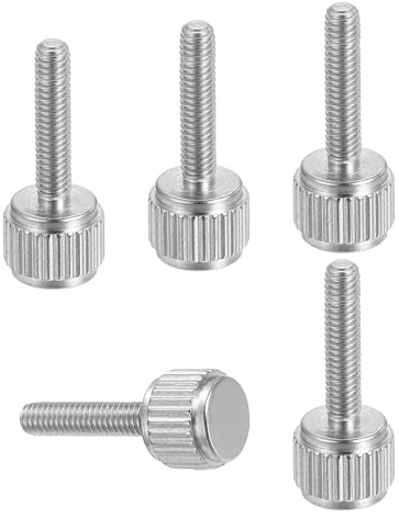 sourcing map 5 viti per calibro a corsoio M2,5 x 12 mm, in acciaio inossidabile, viti a testa piatta con testa rotonda zigrinata, manopole per stringere a mano, per strumenti di misurazione