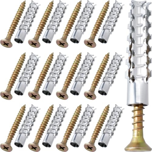 Alpinleux 80 Pcs M6 Tree Shaped Steel Hollow Wall Anchor with Screws, Loose Hinge Hole Repair Kits, Metal Expansion Screws for Concrete, Drywall Anchors, Drywall Anchor Kit (0.24''×1.38'')
