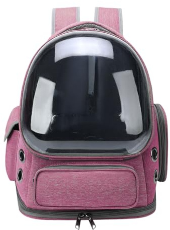 Katzenrucksack mit transparenter Kuppel, bis 7 kg | Atmungsaktive Tragetasche für Katzen & Kleine Hunde | Großer Innenraum für Reise, Wandern, Outdoor (42 cm Höhe) (E)