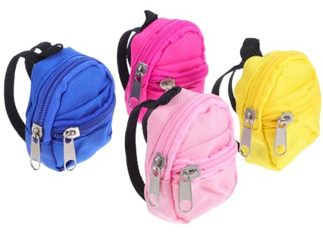 TOBBOMEY 4 Piezas Mini Mochila para Muñecas de Bolsos Escolares Simulados Accesorios para Muñecas de Colores Azul Rosa Amarillo Mochila de Juguete para Roles y Disfraces