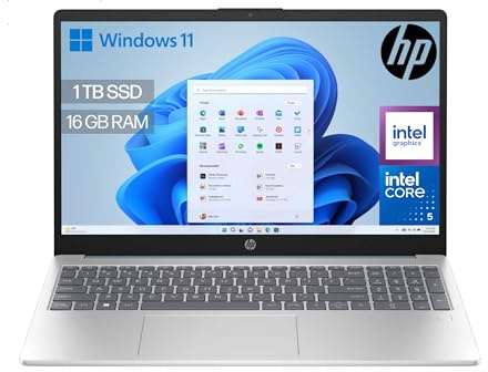 HP 15-fd0402ns - Ordenador portátil de 15.6 FHD (Intel Core 5 120U, 16GB RAM, 1TB SSD, Intel Graphics, Windows 11) Blue - Teclado QWERTY Español