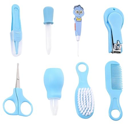 Dmuzsoih Kit Per La Cura Del Neonato | Set Antisoffocamento Per Asilo Con Spazzola Per Capelli | Kit Bambino 8 Pezzi Con Aspiratore Nasale,Per Bambini Casa Bagno Viaggio Asilo Ora Della Nanna Esterno