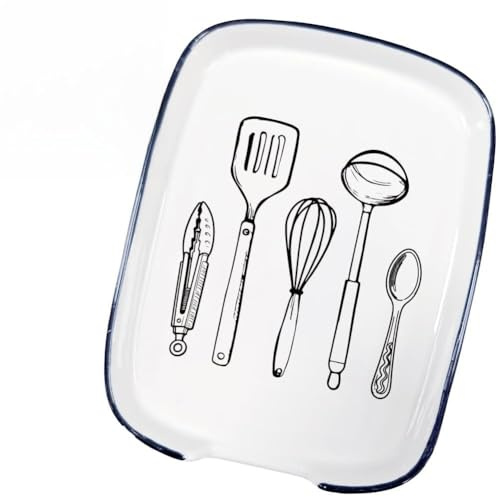 PRESSINART Divertido Descanso de Cuchara de Cerámica Bandeja para Cucharas En la Estufa Patrón Blanco Soporte para Utensilios de Cocina para Fiesta de Cena Mesa de Comedor Encimera de Cocina