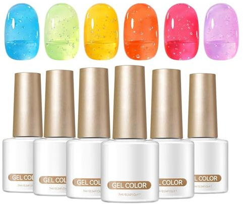 Bubbelgel för naglar 6 Stycken Långvarig Kosmetika | Set med Bubbelgel för Nageldesign och Skulptering För , salonger, bröllop, sammankomster, stranden, resor, dejting,