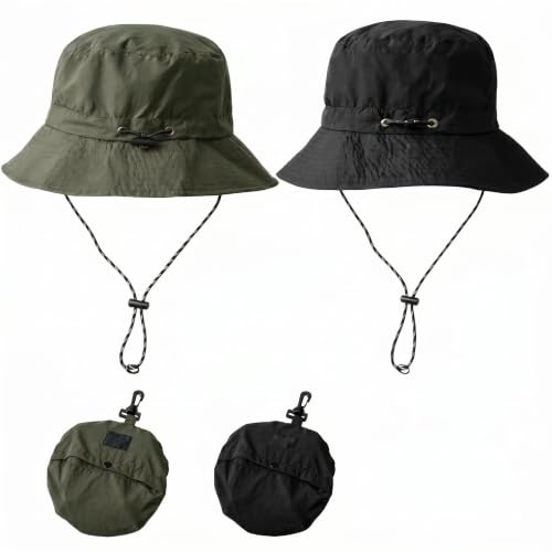 YEDPGUE Sombrero de Pescador y Bucket Hat Plegable Unisex, Gorro de Lluvia Impermeable con Protector Solar y Secado Rápido, Sombrero Verano Ajustable para Playa, Piscina, Senderismo, Camping y Pesca (