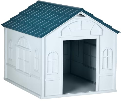 PawHut Niche pour Chien Extérieur pour Grands Chiens 84,2x98,2x82cm Bleu