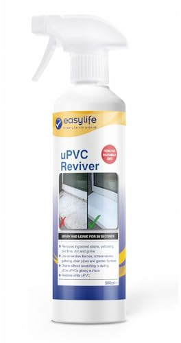 Easylife uPVC Cleaner (500ml) Works in 30 Seconds, Gutter Cleaner with Spray Head, Restores Window Frames, Pipes and Furniture to White - Fully Guaranteed
