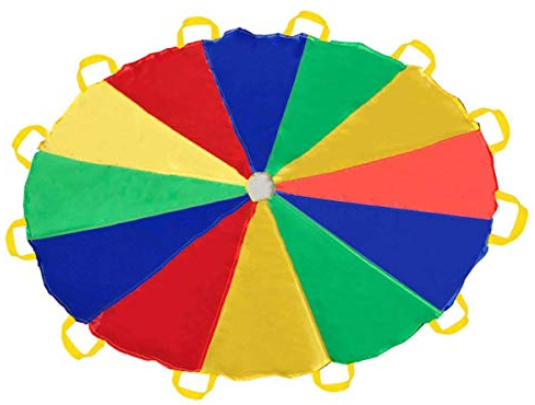 Sonyabecca 3,5m Schwungtuch für Kinder und Familie,Bunt Fallschirm Parachutes Spielzeug (6-12 Kinder)