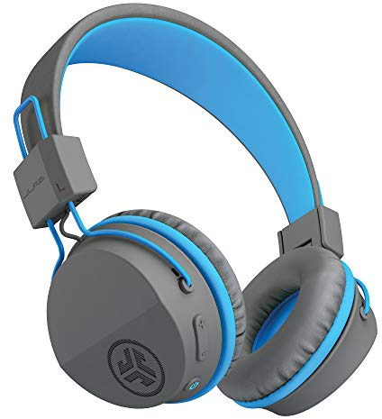 JLab Bluetooth Kopfhörer Kinder, JBuddies kopfhörer kabellos, Over Ear Kinder Kopfhörer mit mikrofon, 24 Std Akkulaufzeit, Kid Safe Lautstärkebegrenzung, und Geräuschisolierung, Blau