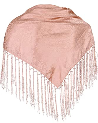 Striessnig Damen Trachten-Dreiecktuch Seide mit Fransen altrosa, 042 altrosa, unisize