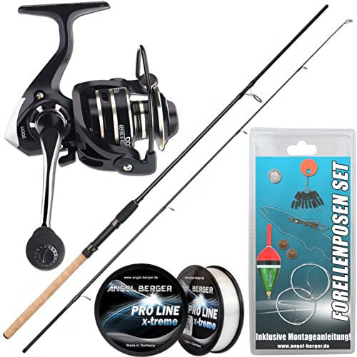 Angel-Berger Steck Angelset Rute Rolle mit Zubehör (Angelset Forelle)
