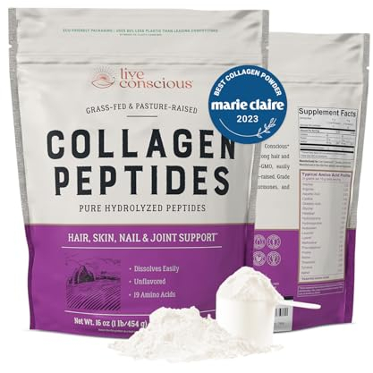 Collagen Peptides Powder - Grass-Fed Hydrolysed Collagen Powder Supplement - Type I and III Unflavoured for Women and Men - 41 Servings - 454g
