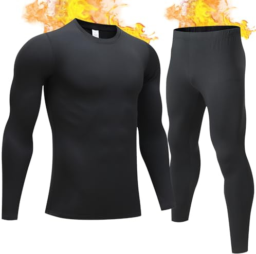 TEEPIRE Mens Thermal Underwear Set with Lightweight Ultra Soft Fleece Lined,Long John Set, Skiing Base Layer