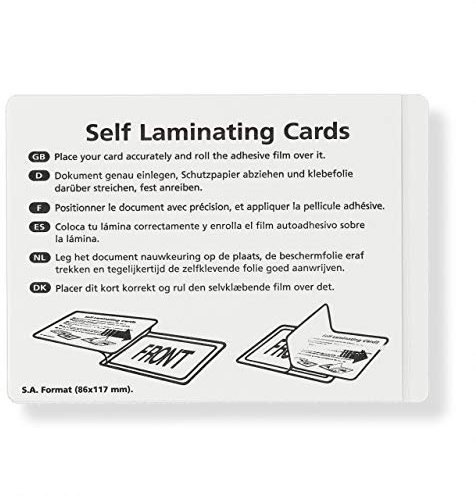 Kaltlaminiertaschen selbstklebend, Laminierfolien aus PET zum Versiegeln und Schützen von Fotos, Speisekarten etc. ohne Laminiergerät, 50er-Set, je 86 mm x 117 mm für A7, transparent