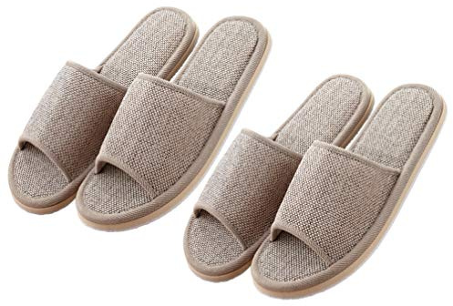 2 Paires de Pantoufles pour La Maison en Coton Et Lin Intérieur Extérieur Chaussures à Bout Ouvert Chaussures de Sol Pantoufles pour Femmes Hommes Taille 40-43