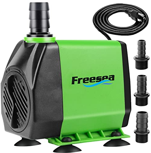 FREESEA Fountain Submersible Water Pump: 800GPH 45W Adjustable Ultra Quiet Aquarium Pump with 3 Nozzles 10ft High Lift for Small Pond | Fish tank | Waterfall | Outdoor | Hydroponics